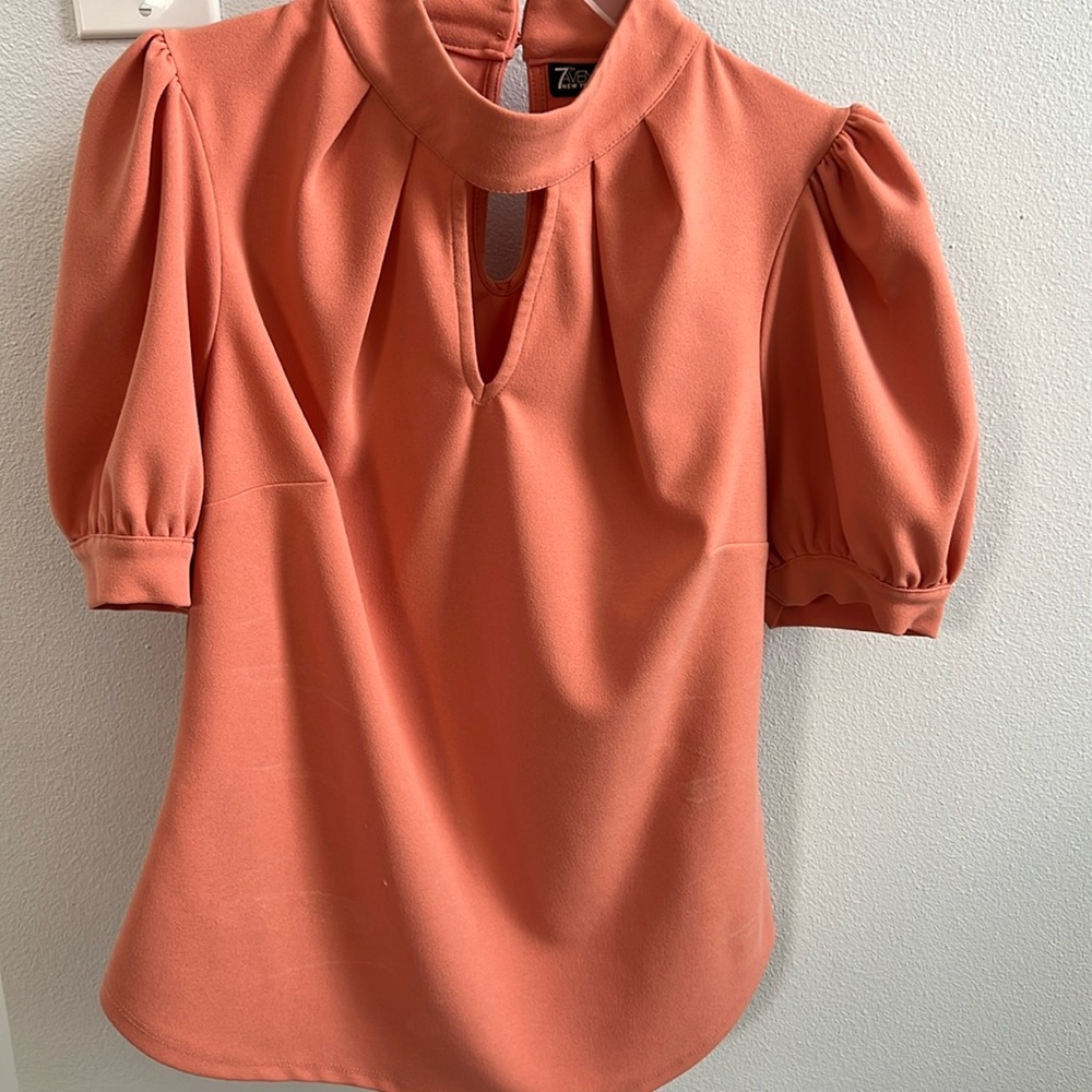 New York & Co , peach colored puff sleeve top